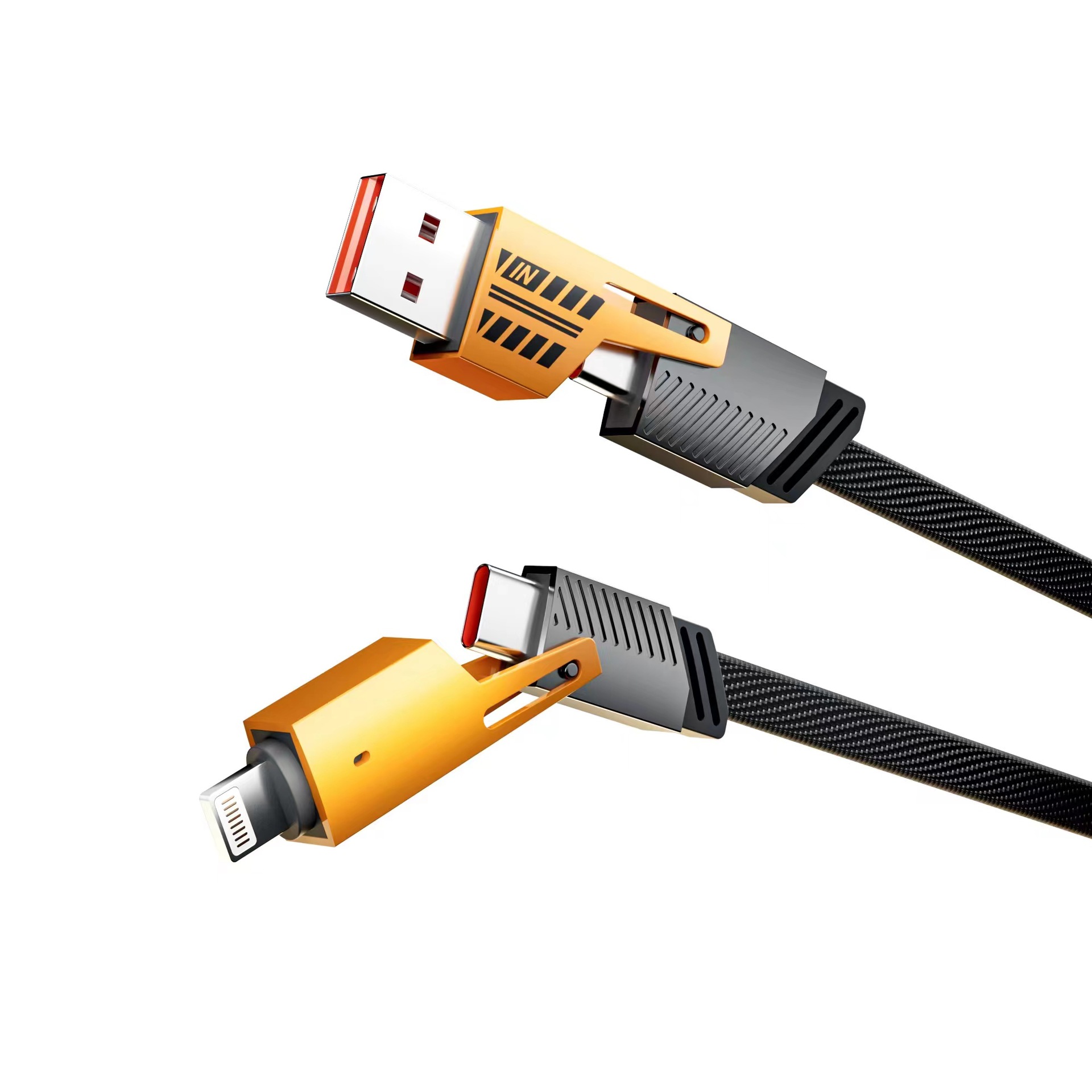 [Fábrica de origen] Línea de datos Beimo Mecha 4 en 1 65W carga súper rápida para Apple Android Huawei.