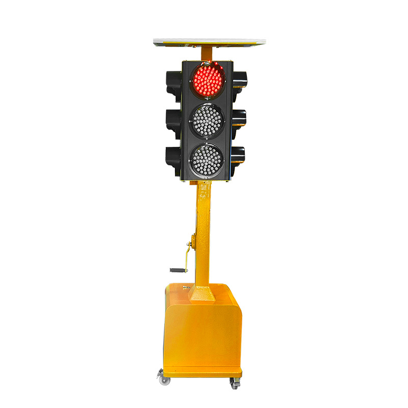 luz de señal solar móvil intersección temporal luz de tráfico cuatro lados tres luces luz solar elevación luz de tráfico