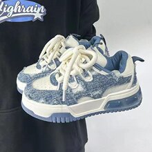 网红海盐蓝小白鞋女2024春夏季新款女鞋韩版百搭板鞋厚底休闲鞋潮