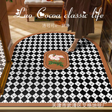 新款 美式復古棋盤格入戶門地墊一抹凈地毯可裁剪PVC免洗耐臟地墊