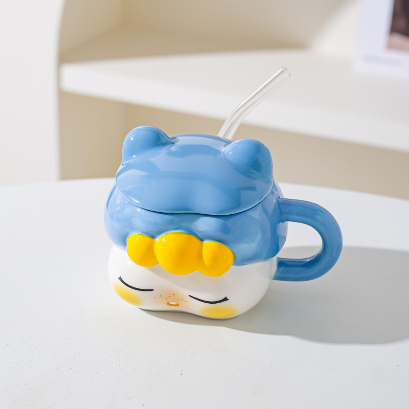 Creativa y encantadora chica taza de paja de cerámica taza para una chica mejor amiga práctica regalo de cumpleaños taza acompañante regalo