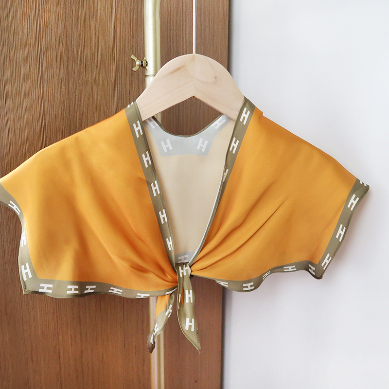 2025 nuevo bufandas de seda hexagonal bufandas de hombro alta sensación de moda de diseño minimalista de seda simulada bufandas temperamento universal