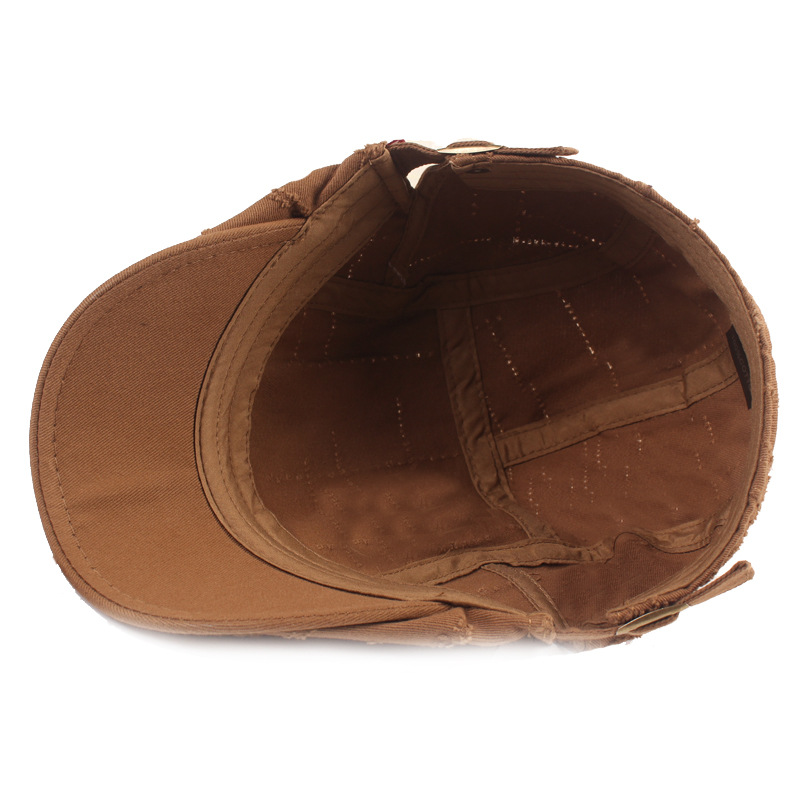 Ripped peaked cap hombres y mujeres apenado boina vintage sombrero artístico juventud hacia adelante sombrero internet celebridad peaked cap