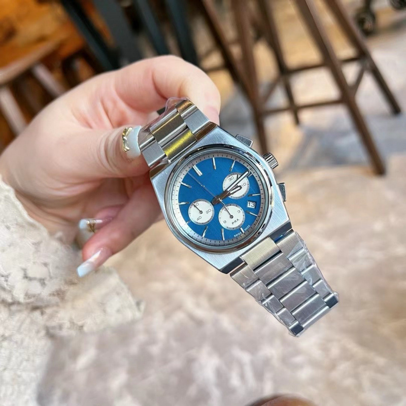 New Foreign Trade Tianjia Six-Pin Three-Eye Chronograph Quartz Movement Series Men's Steel Band Calendar Men's Watch Wholesale