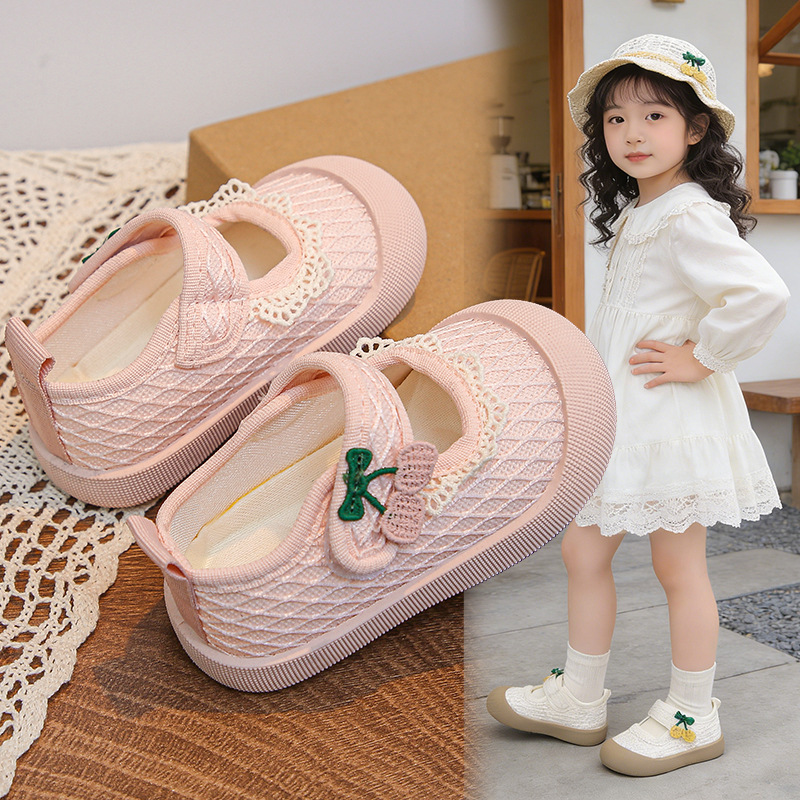 Zapatos para niños de suela suave de niñas 2026 verano nuevos zapatos de princesa de niñas de moda zapatos de lona superficial image 1