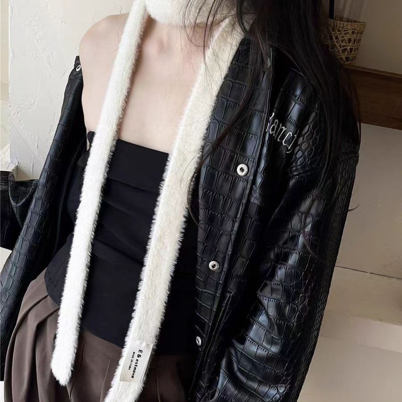 小さなスカーフ、細いスカーフ、凹型、個性的なアイテム、アビスタイルの女性の春、秋、冬の韓国風ぬいぐるみスカーフ|undefined