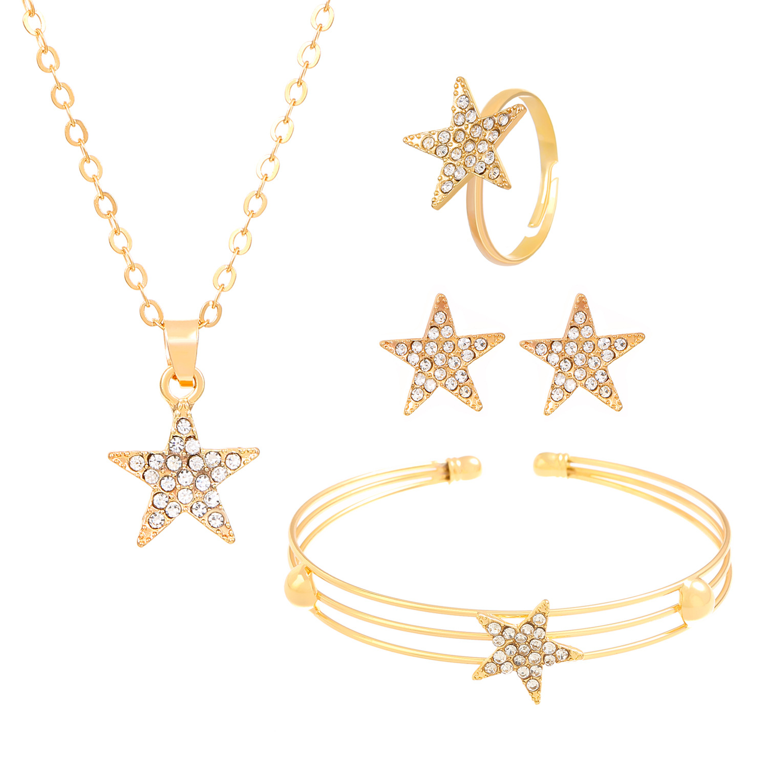 Nuevo diamante transfronterizo mariposa amor joyería traje ins estilo europeo y americano diseño creativo collar en forma de corazón conjunto de cuatro piezas