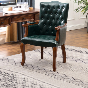 American Solid Wood Study Chair Retro Old European Style Single Dining Chair Cafe Leisure Computer Armrest Yi Fans
