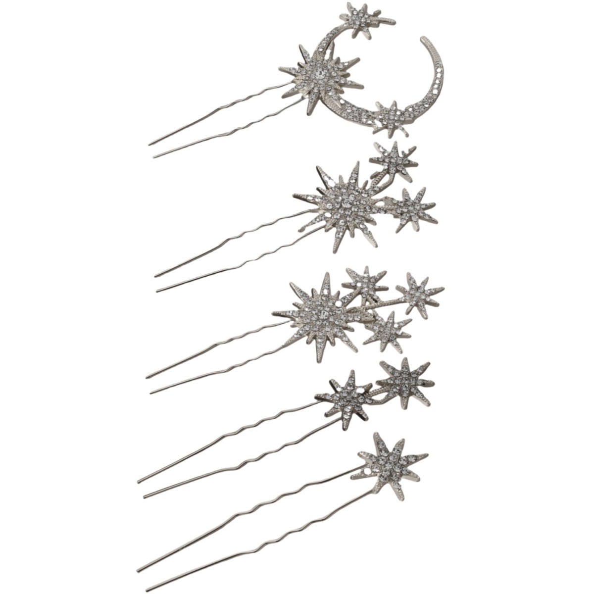 Nuevo conjunto creativo de todo fósforo combinación de accesorios para el cabello, luna geométrica simple, estrella, horquilla de diamantes, accesorios para la cabeza de novia femenina