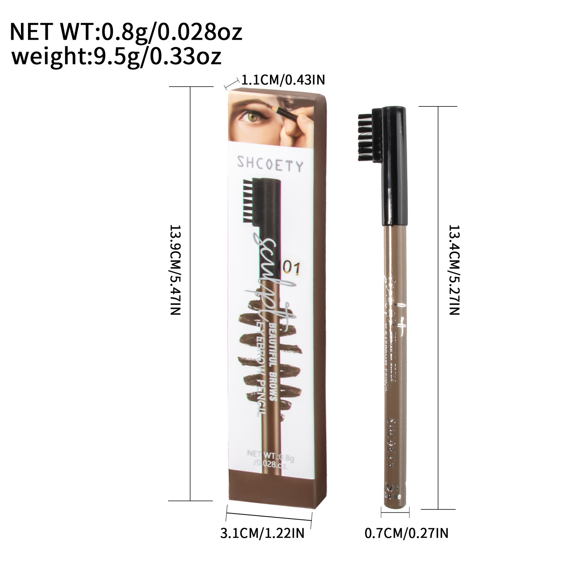 SHCOETY eyebrow brush, a wooden eyebrow brush, is waterproof, does not smudge or fade. It is a natural multi-color makeup pen that crosses borders undefined
