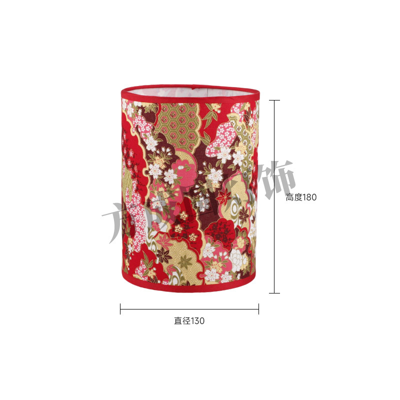 Nuevo producto Pantalla de lámpara de tela Patrón de impresión rojo chino Lámpara de escritorio de dormitorio Lámpara de pared Lámpara de pie Pantalla redonda