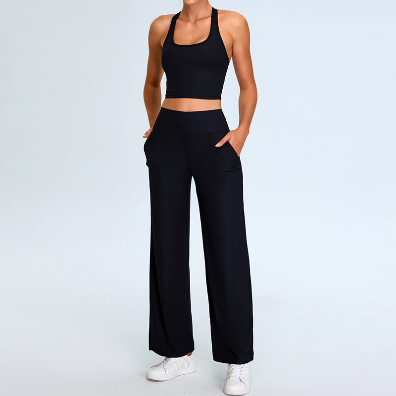 Nuevo estilo europeo y americano en forma de trabajo traje de ropa de yoga con espalda de belleza hilo femenino deportes de ocio traje de ropa de fitness de yoga recto