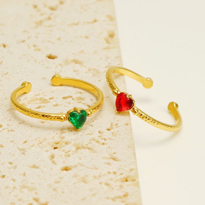 Transfronterizo nuevo acero inoxidable con incrustaciones de circón precioso anillo europeo y americano todo partido titanio acero luz lujo anillo abierto en stock al por mayor