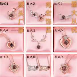 欧美跨境小饰品纯银项链配饰女不掉色钛钢投影锁骨链可定 制图片