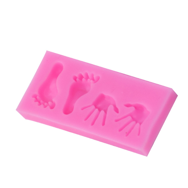 Bebé pequeña Palma pequeñas huellas troyano biberón pacificar boca pie molde de silicona chocolate fondant cake Decoración