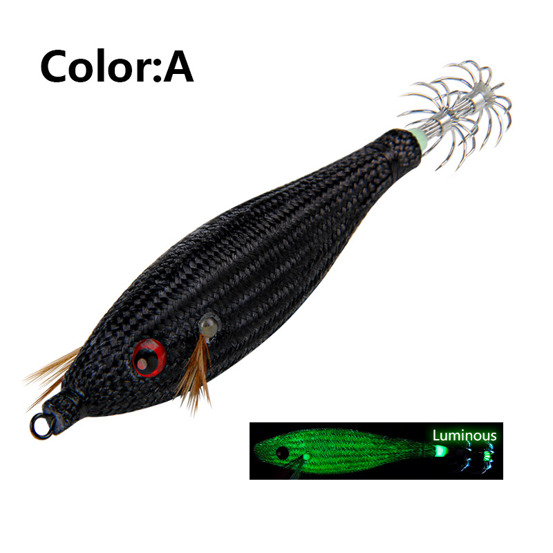 LT130827 nuevo camarón de madera Toto tejido luminoso falso cebo gancho de calamar gancho de la explosión