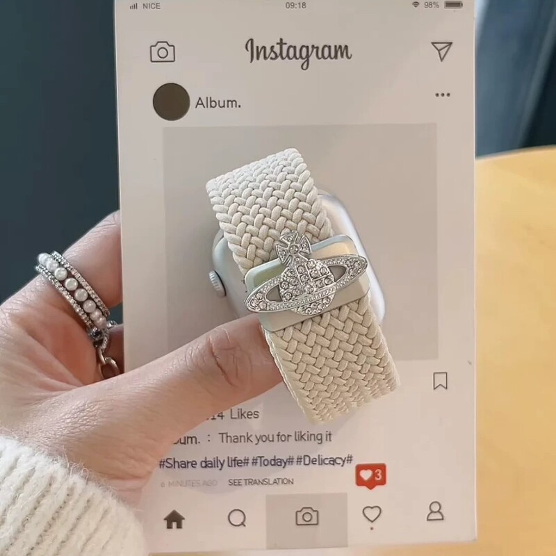 Light Luxury Flash Diamond High Sense Woven Nylon Strap for Apple Watch iwatchs10987 Strap 654 Light Luxury Flash Diamond High Sense Woven Nylon Strap for Apple Watch iwatchs10987 Strap 654