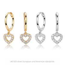 s925纯银微镶爱心耳环简约时尚冷淡风耳饰气质网红耳扣饰外贸热卖