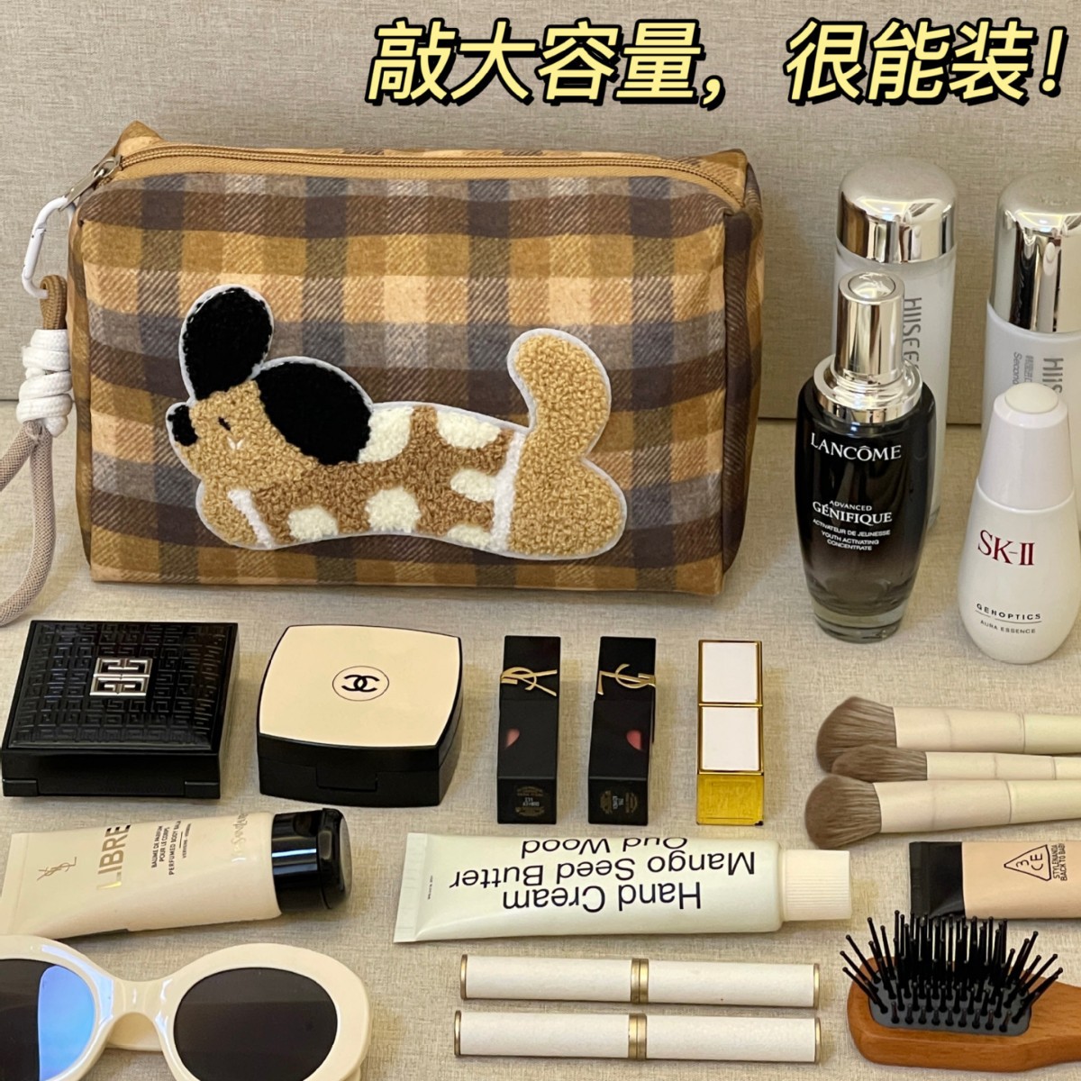 2025 nueva bolsa de cosméticos para cachorros de gran capacidad para mujeres, almacenamiento portátil de productos para el cuidado de la piel, bolsa de lavado de viaje, bolsa de cosméticos