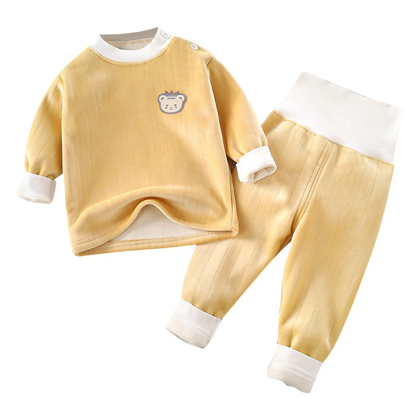 Детский термобелье костюм Детская утолщенная осенне-зимняя одежда осенняя одежда для мальчиков и девочек длинные штаны Детская домашняя одежда на флисовой подкладке