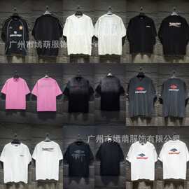 高版本 巴黎2026夏季新款字母刺绣圆领男女同款潮牌宽松短袖T恤潮