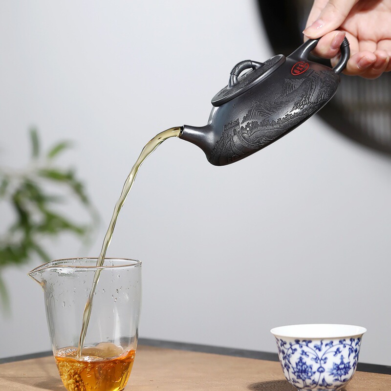 线瓢 宜兴紫砂壶石黄料匠心手制精美实用紫砂茶壶茶具|undefined