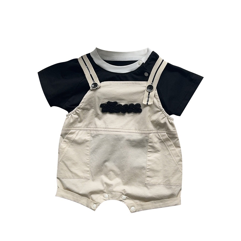 Ropa para bebés 2024 verano 1-3 años casual para hombres y bebés traje de mono de manga corta estilo delgado a servicio de salida