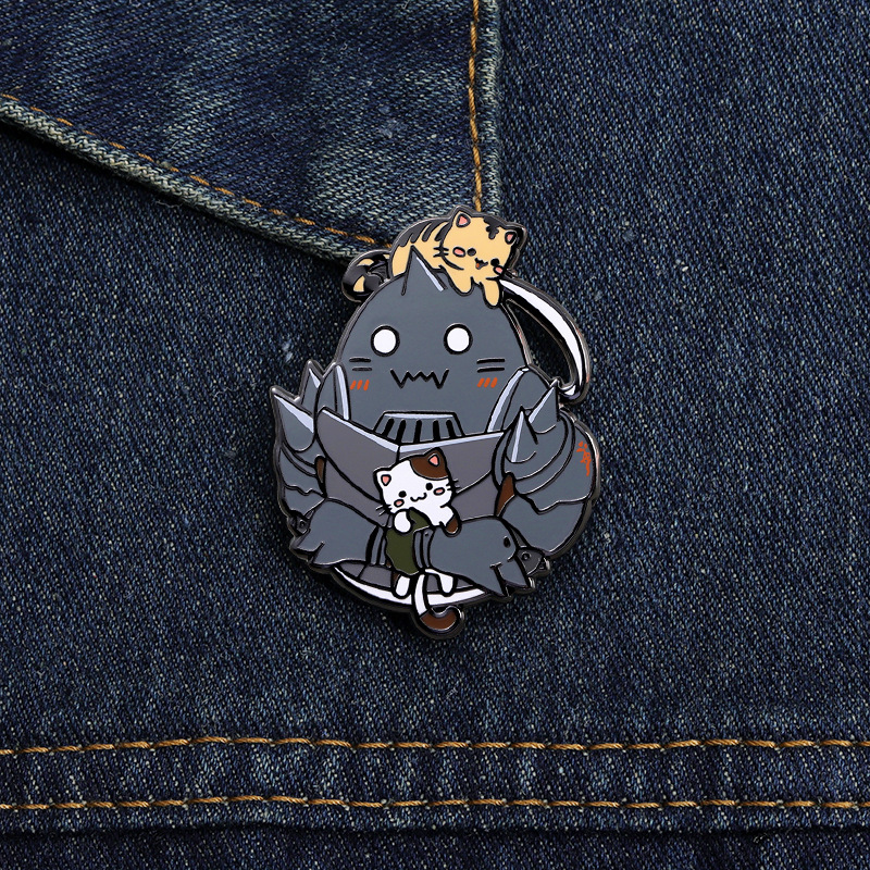 New Anime alvons and Kitten cute brooch steel alchemist Edward pin enamel badge