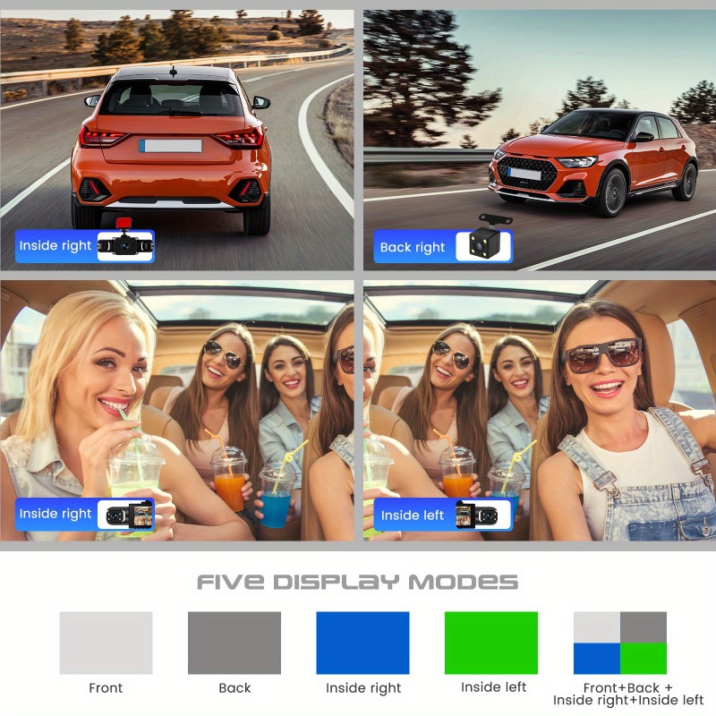 Four-lens 1080P dashcam with WiFi connectivity 2inch screen loop recording car panoramic recorder
