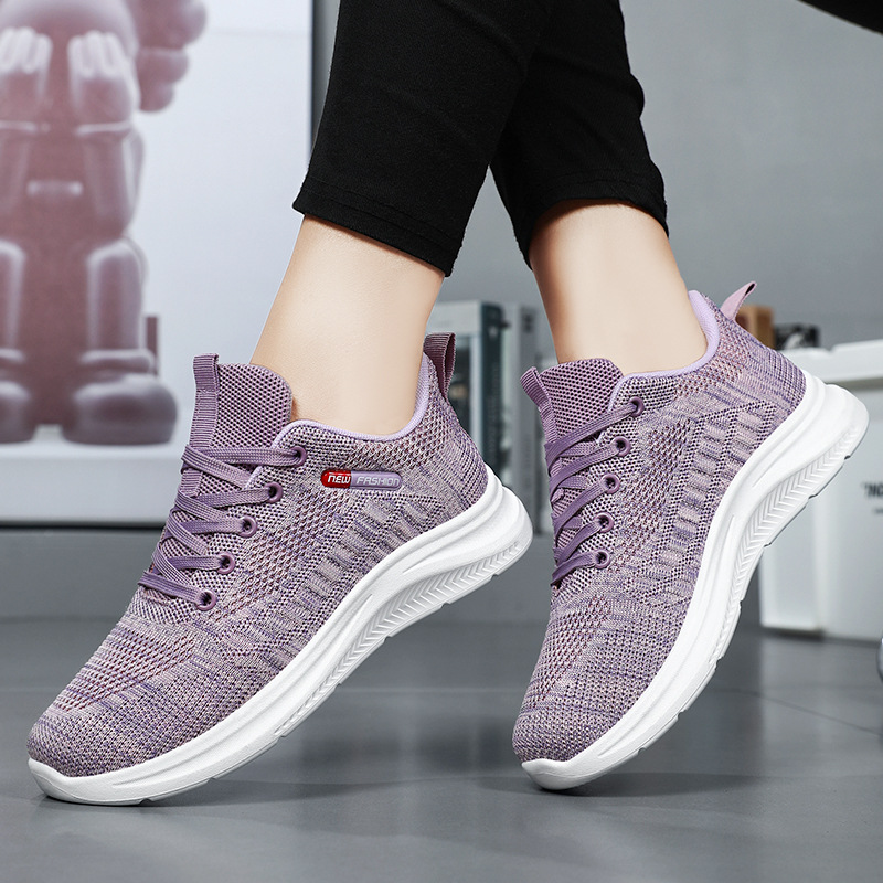 Zapatos de verano para mujer nuevo estilo comercio exterior Flying Weaving Net Shoes transfronterizo al por mayor tendencia zapatos deportivos casuales de suela blanda para mujer
