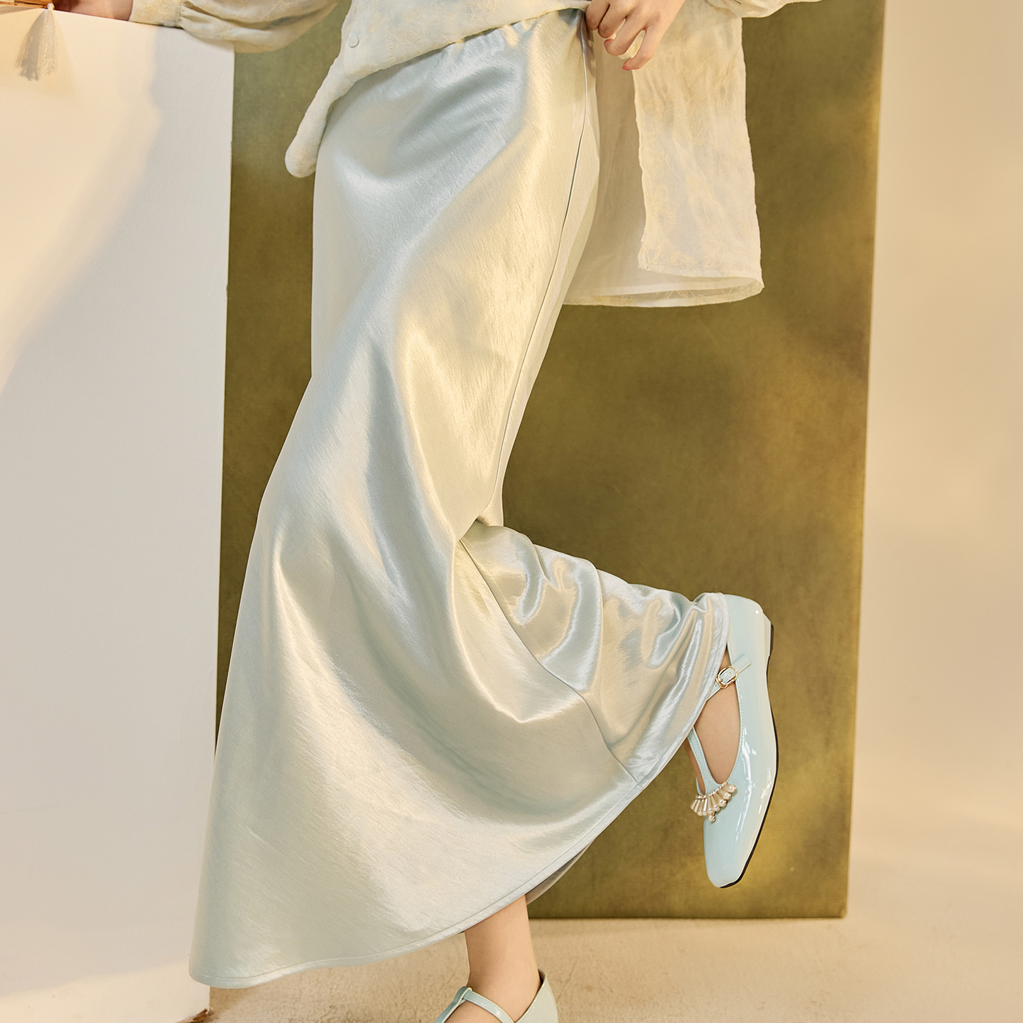 Autumn Fashion National Style New Chinese Style Elegant Light Luxury A-Line Skirt 2026 New Solid Color Design Half Skirt Women's Clothing N7049