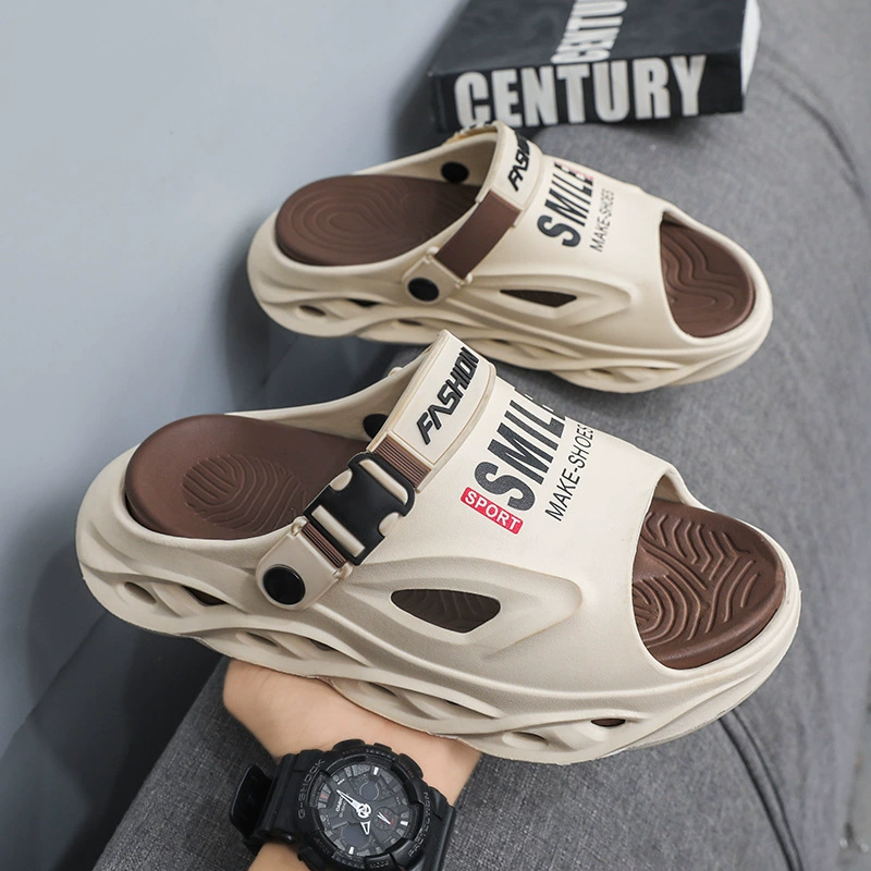 Мужская обувь из крокодиловой кожи, новые летние сандалии большого размера, модная уличная пляжная обувь на толстой подошве, модные тапочки двойного назначения