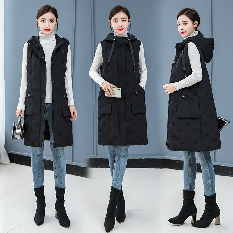 Large Size Women's Clothing Over-the-knee Chubby Down Cotton Vest 2022 New Mid-length Women's Loose Waistcoat Women's Jacket