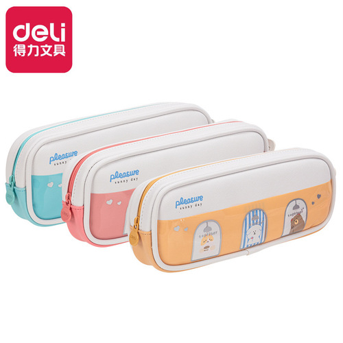 Deli Stationery Children's Student Pen Bag Stationery Box Student Storage Bag Stationery Bag Large Capacity Cartoon Pencil Box