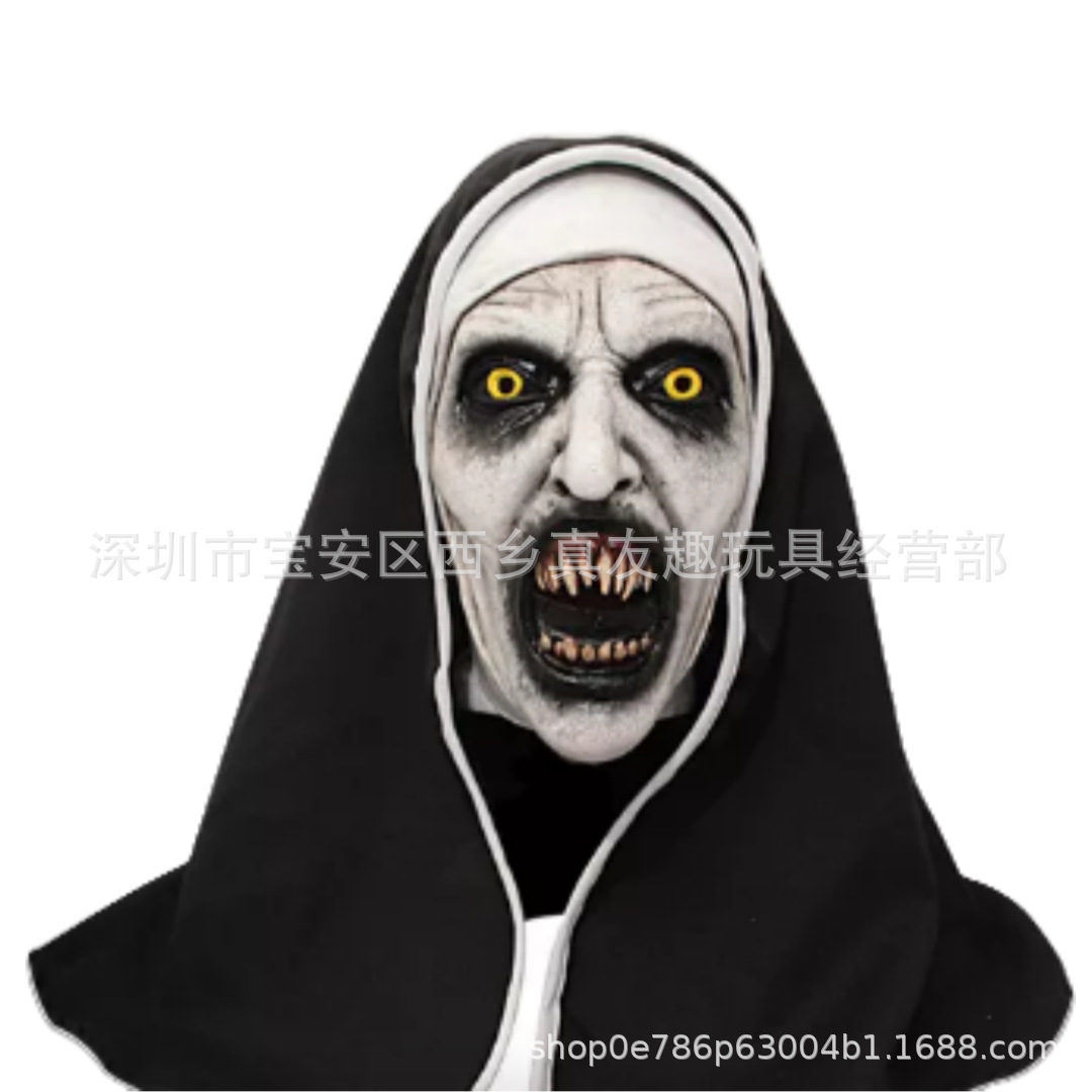 엄밀히 선정 된 24 년 새 공포 영혼 2 수녀들 할로윈 COS Nuns 의류 빛나는 스릴러 Nuns 헤드 기어 재고