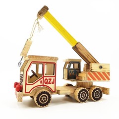木製シミュレーションクレーン模型クレーン車模型子供玩具木頭車精品置物卸売り