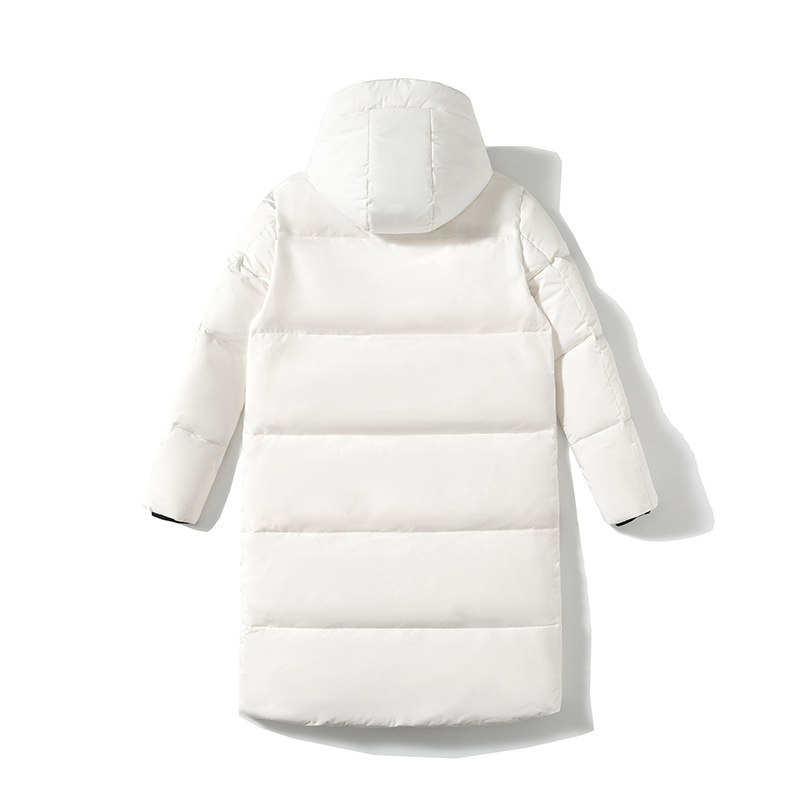 Invierno transfronterizo de tamaño medio largo plumón chaqueta de invierno hombre blanco chaqueta de invierno suelta chaqueta caliente con capuchón
