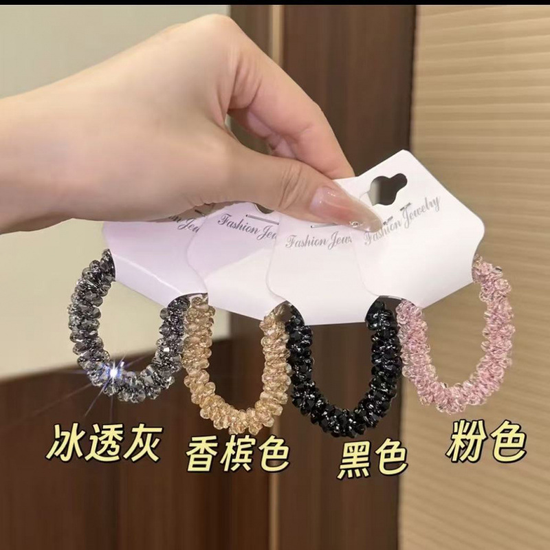 Korean Rhinestone Luxury Hair Tie with a High-End Crushed Ice Texture, Dual-Use as a Hair Band and Bracelet Korean Rhinestone Luxury Hair Tie with a High-End Crushed Ice Texture, Dual-Use as a Hair Band and Bracelet
