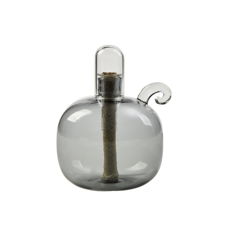 Lámpara de aceite de vidrio redonda esférica de color creativa candelabro decoración simple lámpara de mantequilla de escritorio doméstica moderna sin humo