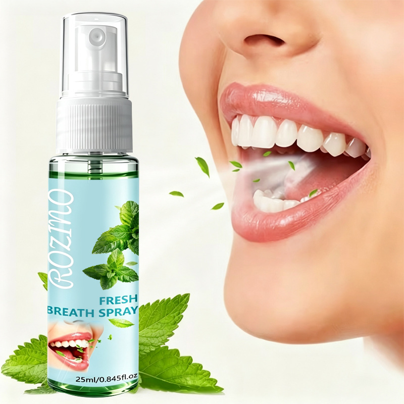 Cross-border ROZINO Mint Fresh Breath Spray, 25ml, for fresh breath and odor removal, direct from the factory for export