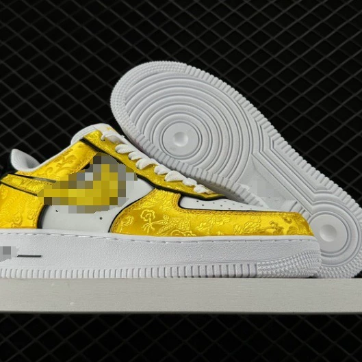 Nike Air Force 1, мужские кроссовки желтого золотого цвета низкого качества, с вышивкой
