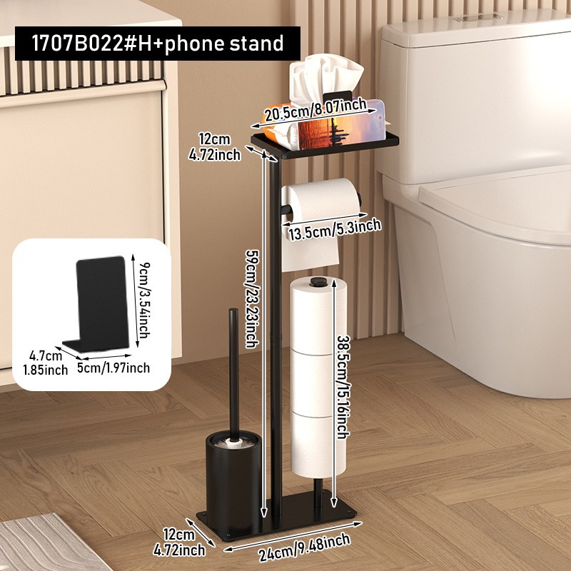 Rack de toallas de piso, estante de toallas de baño doméstico, estante de almacenamiento multifuncional de papel de rollo de inodoro, estante de teléfono móvil de inodoro