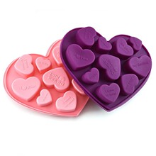 可爱英文心形巧克力烤盘创意情人节烘焙模具硅胶蛋糕模小巧饼干模