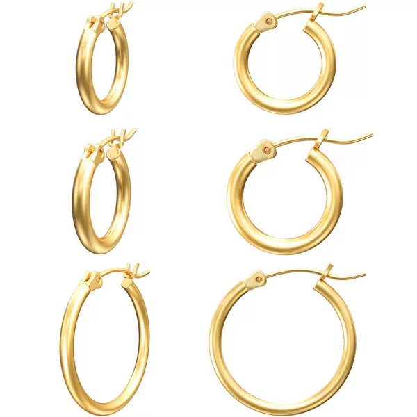 Amazon's Popular Large Round Wire Hoop Earrings, Electroplated with Real Gold, Color-Preserving, Cross-Border Hot-Selling Earring Clasps