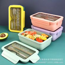 日式便当盒午餐盒上班族带餐具学生可微波塑料分格饭盒加热便当盒