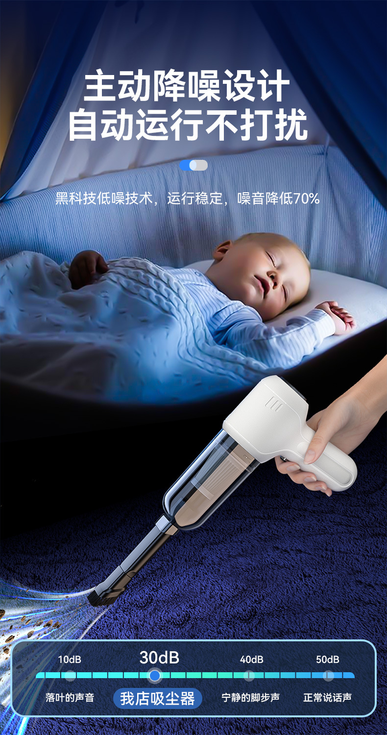 Car Vacuum Cleaner Car Wireless Charging Suction and Blow Dual-Purpose Household Mini Handheld Car High Power Vacuum Cleaner