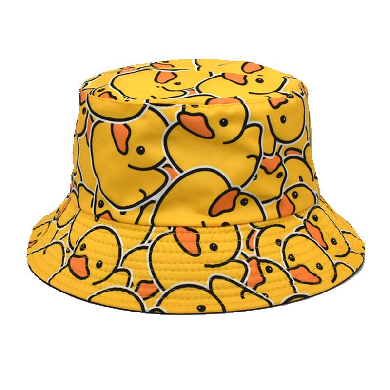 Duck Pattern Unisex Cute Duck Wide Eaves Bucket Hat