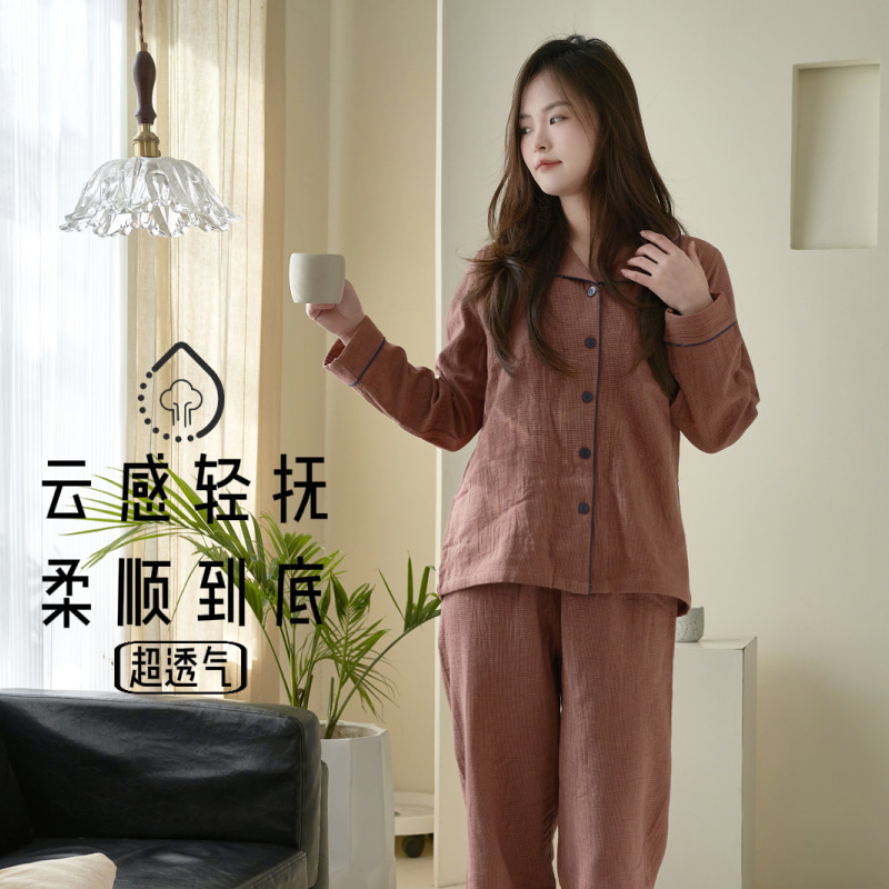100% Cotton Class A Double-layer Yarn Millennium Style Home Wear Chinese Pure Cotton Couple Pajamas Casual suit Spring New Style