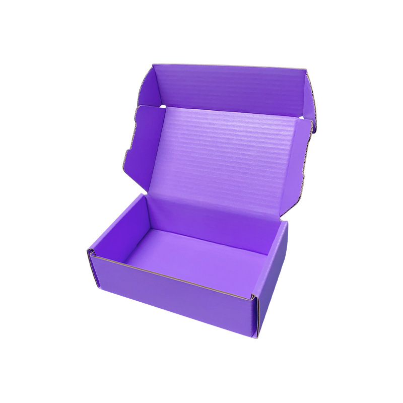 Caja de embalaje expreso de productos de cuidado de la piel de color púrpura de uva caja de avión caja de embalaje extra dura engrosada logotipo de pequeño lote personalizado