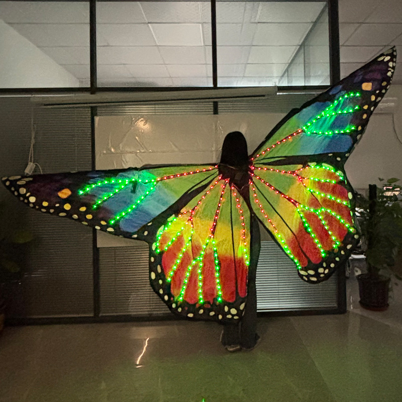 Nuevo LED arco iris brillante mariposa alas fiesta espectáculo de baile del vientre LED elf alas capas props